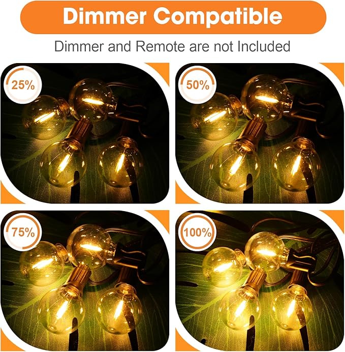 LED Edison Bulbs, 50 Pack Dimmable G40 Clear E12 Base