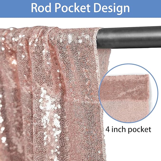 Sequin Mesh Photo Backdrop Panels in Rose Gold, 2 x 8 Ft, Pack of 4