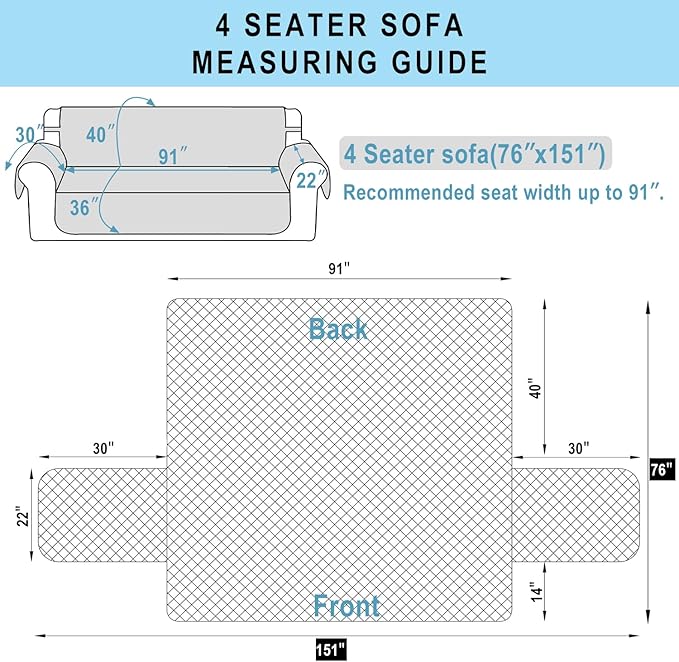 Reversible 4 Seater Sofa Cover 91 Inch Large Couch Cover Furniture Protector(Sofa XX-Large,Chocolate/Beige)