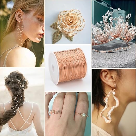 [328 Feet]28 Gauge Craft Wire Jewelry Wire 100M/0.3mm Rose Gold Plated Thin Brass Wire Soft Metal Wire Bulk for Jewelry Making