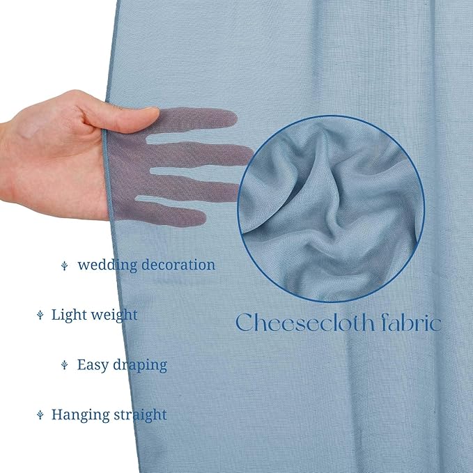 6 Panels Dusty Blue Ceiling Drapes for Wedding, 5ftx20ft Ceiling Drapes Cheesecloth Sheer Fabric Curtain Wedding Arch Draping Fabric Romantic Ceilings Decorations for Weddings Party Ceremony Stage