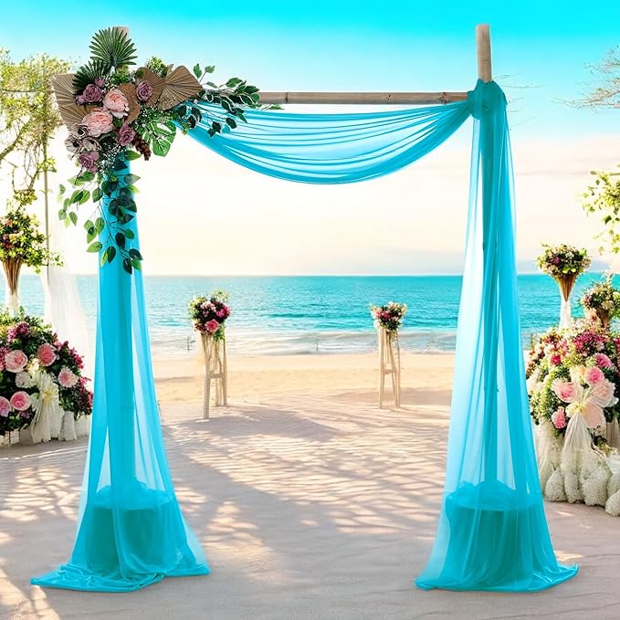 MDS Halloween Chiffon Draping Fabric - 1 Panel, 30" Wide x 75ft Long - Sheer Spooky Arbor & Canopy Drapery for Haunted House Backdrops, Party Ceilings, DIY Costumes & Themed Events - Peacock Blue