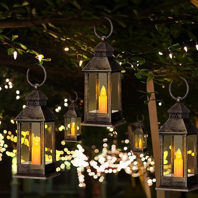Decorative Candle Lanterns 24 Pack, Battery LED Rustic Plastic Mini