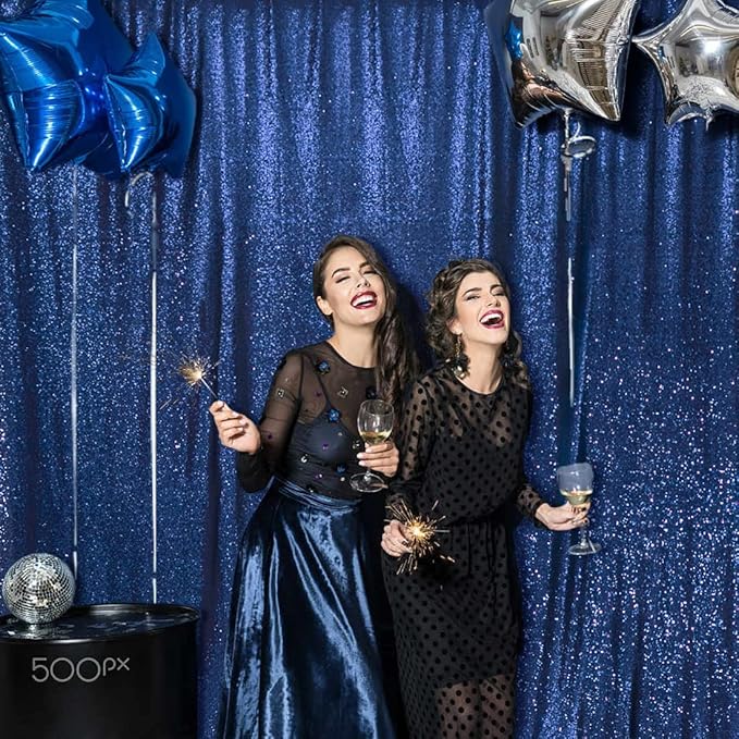 Backdrop Navy Blue Sequin, 6Ft x 8Ft Photo Background