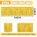 3 Pack 29 x108 Inch Gold Foil Fringe Table Skirts Metallic Banner for Tinsel Streamer Garland Backdrop for Parade Floats Wedding Thanksgiving Birthday Christmas Halloween New Year Party Decoration