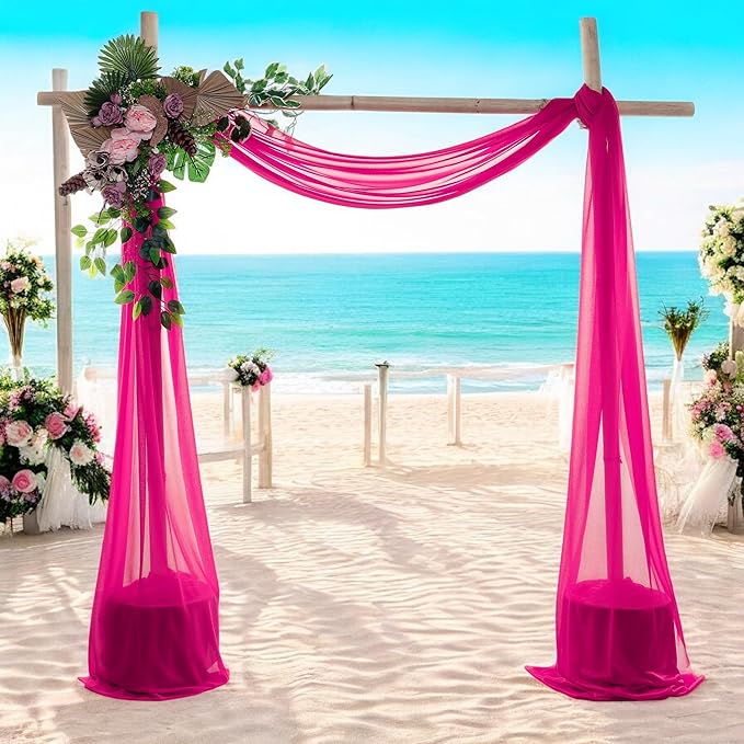 MDS Halloween Chiffon Draping Fabric - 1 Panel, 30" Wide x 40ft Long - Sheer Spooky Arbor & Canopy Drapery for Haunted House Backdrops, Party Ceilings, DIY Costumes & Themed Events - Hot Pink