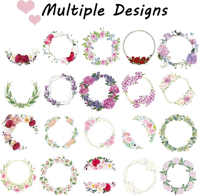 300 Pack Custom Stickers Personalized Labels for Business Logo Customized Vinyl Wedding Favors Birthday Baby Bridal Shower Make Your Own 1 Inch-10 Inch,lable-flower300