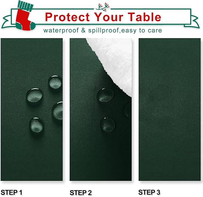 Hiasan Rectangle Tablecloth - Waterproof and Spillproof Washable Fabric Table Cloth for Dining Room Kitchen and Outdoor Use, 60 x 84 Inch, Hunter Green