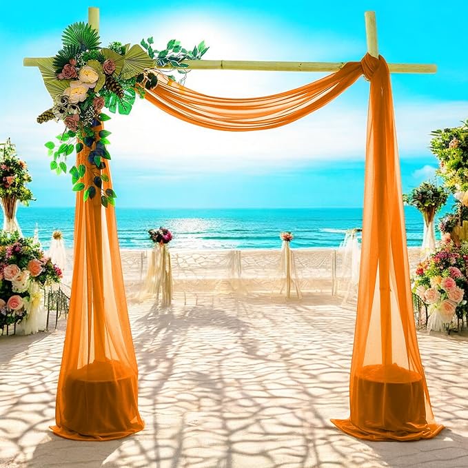 MDS Halloween Chiffon Draping Fabric - 1 Panel, 30" Wide x 75ft Long - Sheer Spooky Arbor & Canopy Drapery for Haunted House Backdrops, Party Ceilings, DIY Costumes & Themed Events - Orange