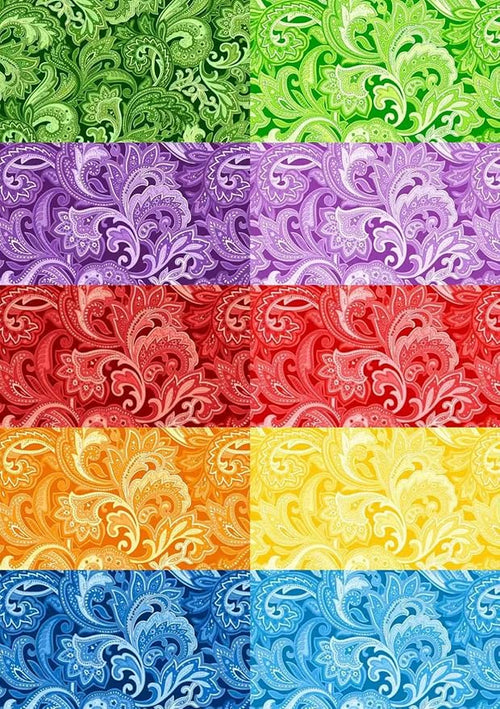 10"x 10" 50 PCS 100% Cotton Floral Fabric Squares Bundles Quilting Supplies for Sewing DIY & Quilt Beginners— Paisley