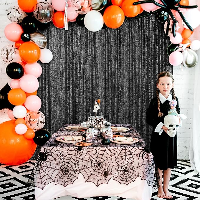 Backdrop Background Black Sequin Glitter, 2 ft x 8 ft, Pack of 4