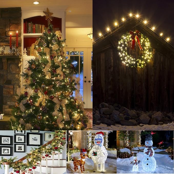 Christmas Lights, Battery Operated String Lights 18ft 50 LED 8 Modes LED Mini Lights with Timer for Christmas Tree Wreath Party Home Indoor Outdoor Decor, Waterproof, Warm White