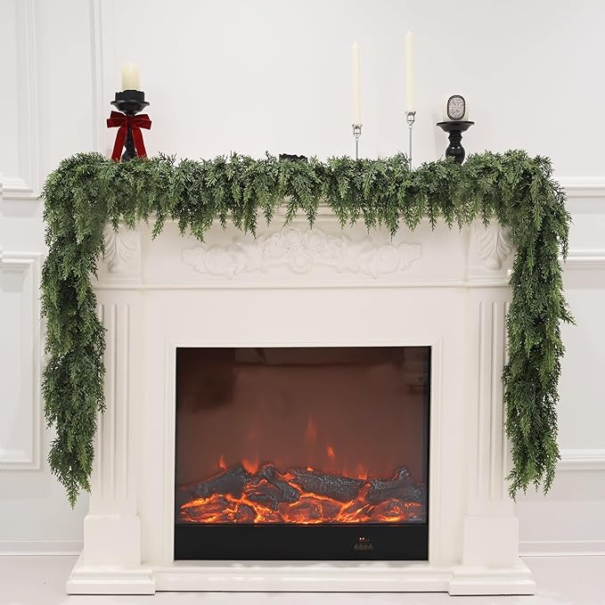 Garland 6 Ft Green Artificial Cedar, Soft-Touch Polyethylene Holiday Greenery