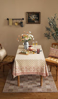 Square Tablecloth 67 x 67 in, Linen-Polyester Blend, Yellow Floral