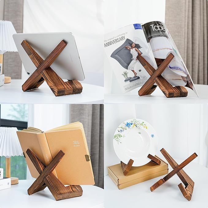 ZEERSHEE Plate Stand for Display - 6.9 Inch Plate Holder Display Stand, Wooden Picture Frame Holder, Decorative Table Top Easels（Pack of 2）