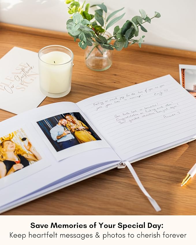 Guestbook with Linen Hardcover and Polaroid-Friendly Pages