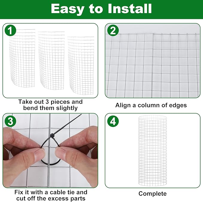 winemana 12 Set Garden Plant Protector Cage, 16x12 in Metal Wire Protectors for Plants, Protection Cages with Stakes & Nylon Ties, Animals Barrier to Keep Rabbit & Chicken Away from Flower Vegetables