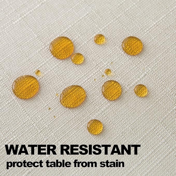 NLMUVW Ivory Linen Tablecloth for Rectangle Tables, Rustic Textured Table Cloth Water Resistant Farmhouse Table Cover for Kitchen Dining Coffee, 54 x 78 Inch