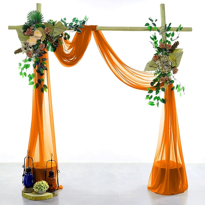 Backdrop Fabric Panel, Orange Sheer Chiffon, 30 in x 50 ft