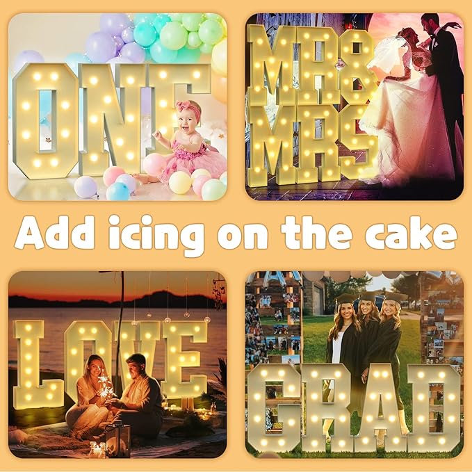 Party Supplies Light Up Marquee Letters, 3 Ft Foam Board Sign