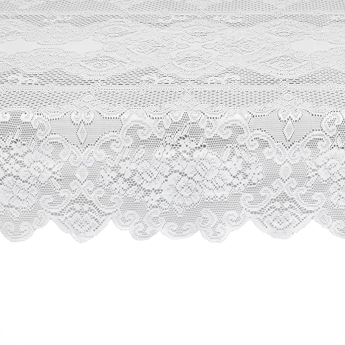 Juvale Rectangular Lace Tablecloth - White Lace, 54 x 72 in Vintage Floral Scalloped Polyester - Wedding & Tea Party Table Cloth & Baby Shower Tablecloth (Pack of 2)