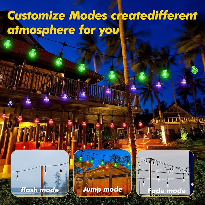 String Lights: 35 FT Solar Outdoor LED Patio Lights, 8 Colors