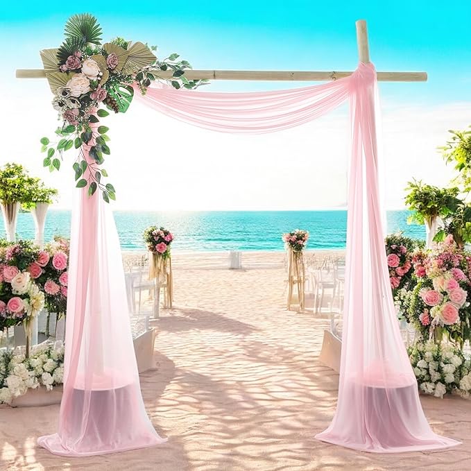 MDS Halloween Chiffon Draping Fabric - 2 Panel, 30" Wide x 20ft Long - Sheer Spooky Arbor & Canopy Drapery for Haunted House Backdrops, Party Ceilings, DIY Costumes & Themed Events - Blush Pink