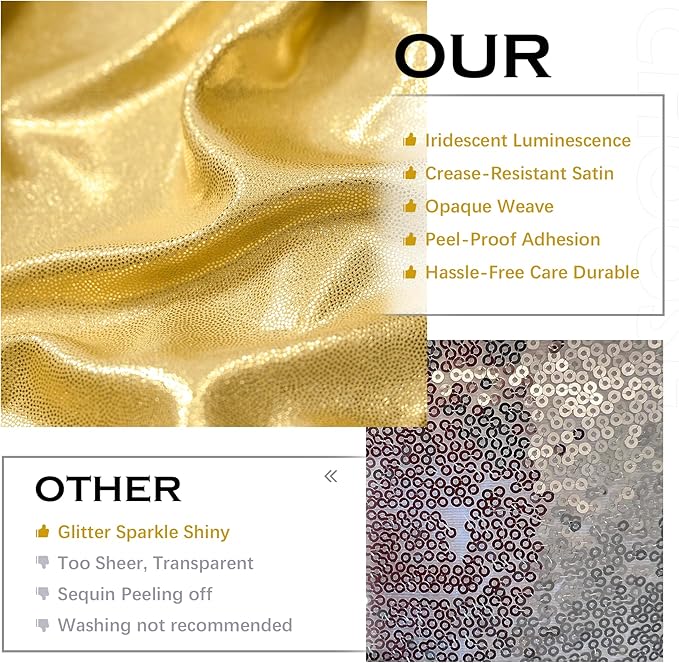 Backdrop Drape with Gold Liquid Metal-Like Sequins, 8 Panels, 40 ft Wide
