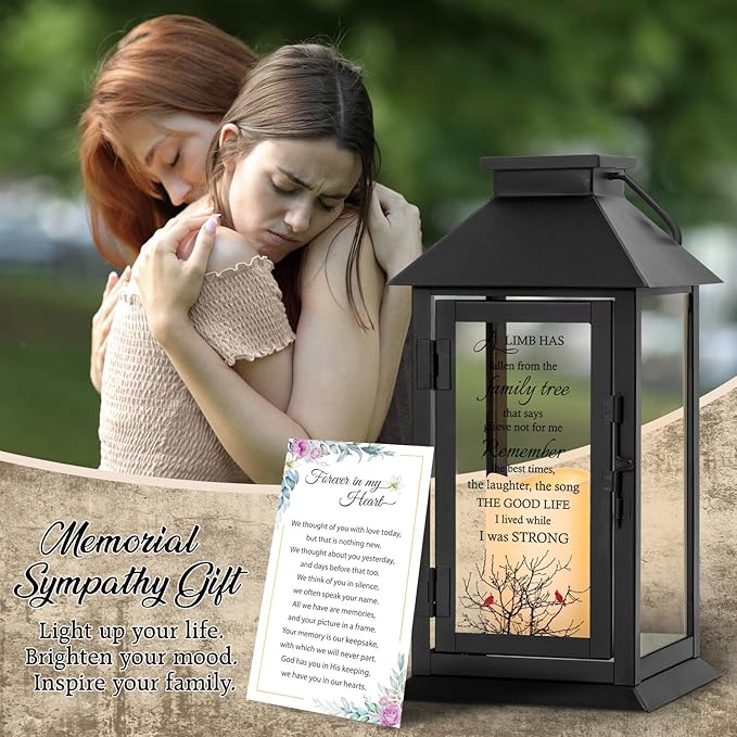 Decorative Candle Lantern with Glass Panels, Battery Operated, 14.2 Inch