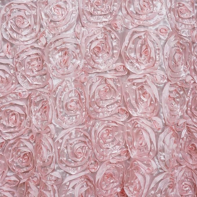 Efavormart 120" Wholesale Round Table Cover Blush Grandiose Rosette 3D Satin Tablecloth for Wedding Party Event Decoration