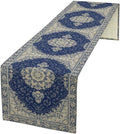 Boho Bohemia Style Dark Blue Table Runner, Country Rustic Farmhouse Magical Abstract Print Pattern for Home Kitchen Table Decor Dining Coffee Room Garden Party Decor 13x120in
