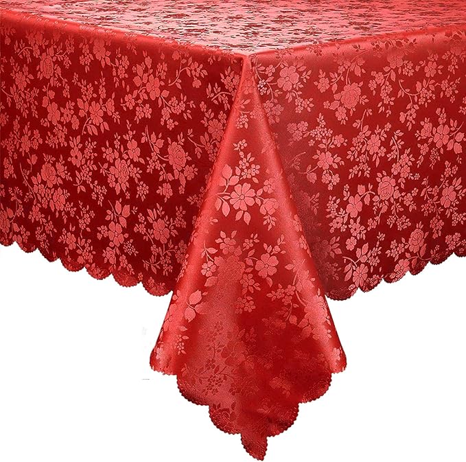 Tablecloth in Red, Rectangular Waterproof Vinyl, 60 x 140 Inch