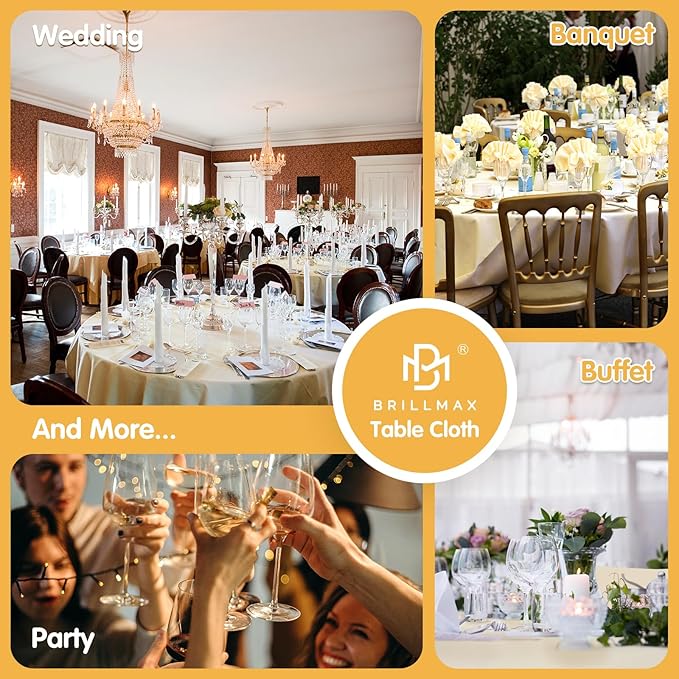 BRILLMAX 6 Pack Beige Round Tablecloths 120 Inch - Circle Bulk Linen Polyester Fabric Washable Table Cloth Cover for Wedding Reception Banquet Birthday Party Buffet Restaurant