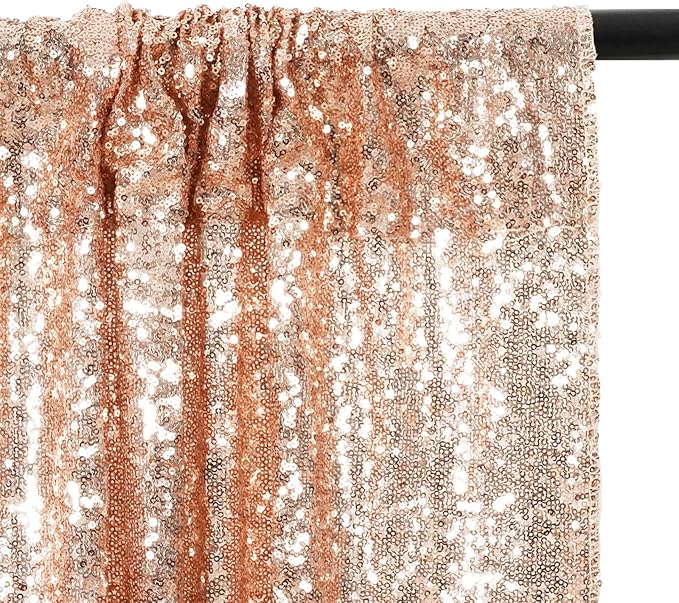 Eternal Beauty Rose Gold Sequin Backdrop, 7x7 Ft Glitter Background Curtains for Shimmer Photography Party Wedding Birthday Back Drop Decor