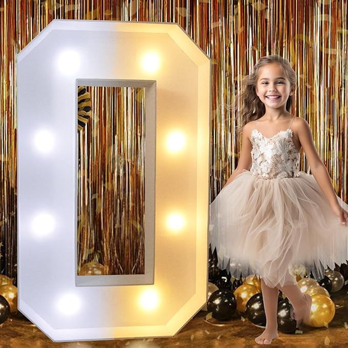 Decorations 3 FT LED Marquee Letter O, Warm and Cold White Light