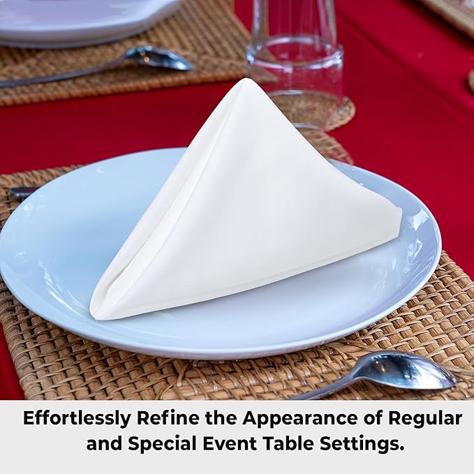 White Square Cotton Dinner Napkins, Set of 12, 18 x 18 Inch