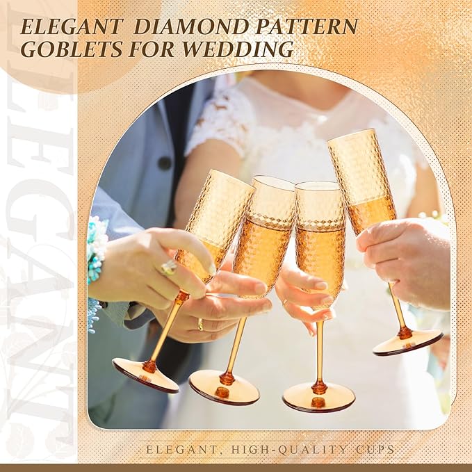 Champagne Glasses, 24 Pack 5.5 oz Plastic Flutes with Removable Stems