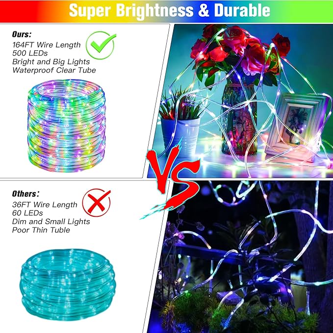 String Lights 164 ft, 500 LEDs, 16 Colors with Remote, Outdoor Use