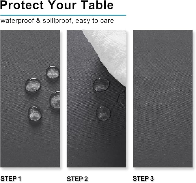 Hiasan 2 Pieces Rectangle Tablecloth - Waterproof and Spillproof Dining Room Washable Polyester Table Cloth for Dining Room, 54 x 80 Inch, Grey