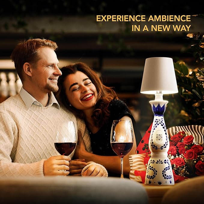 Wireless Bottle Lamp for Any Type of Bottle - LED Bottle Lamp for Indoor & Outdoor, 100% Waterproof, Adjustable Brightness and Light Temperature 3000-6000K, Wireless & Rechargeable (Rose Gold)