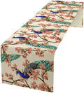 Peacock Table Runner,Spring Floral Peacock Birds Table Runner for Home Kitchen Dining Party Indoor Outdoor Decoration 13x120 Inch