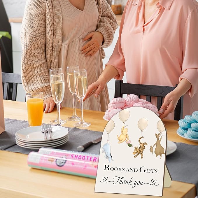 Winnie Decor Baby Shower Welcome Sign - Classic Pooh Books & Gifts, Bridal & Baby Shower Wooden Sign, 8 * 10IN