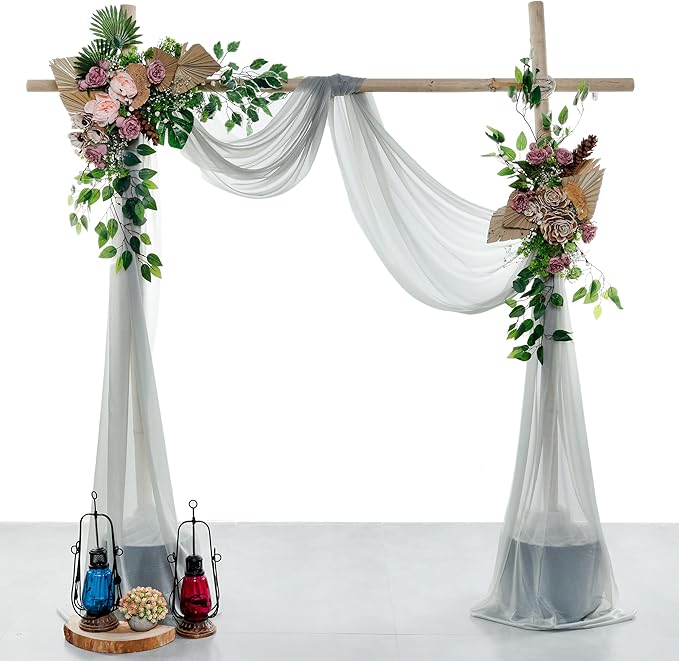 Grey Chiffon Drapery Fabric Panel, 30 Inch x 40 Feet for Wedding Arch