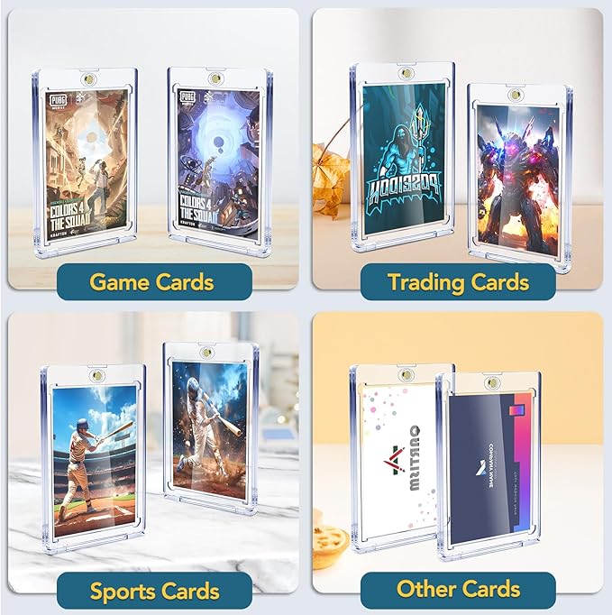 40ct Magnetic Card Holders, 35pt One Touch Card Holder, U-V Protection Hard Plastic Case for Trading Cards, Display Case for Sports, Baseball, Football, Game Cards