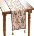 ISAENNE Designer Light Beige Linen Extra Long Table Runner 118 Inches,Vintage Floral Wrinkle Resistant Table Runners for Dining Tables,Christmas,Thanksgiving,Kitchen Tables,12"*118"-Helena A