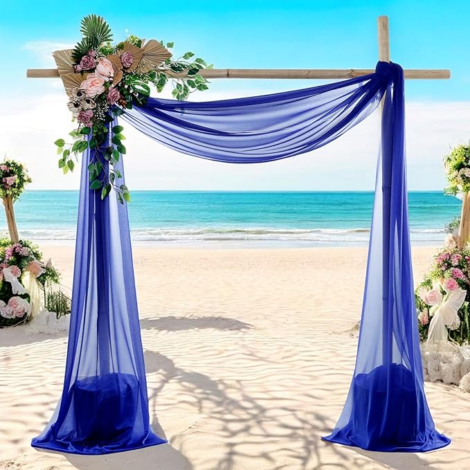 MDS Halloween Chiffon Draping Fabric - 2 Panel, 30" Wide x 30ft Long - Sheer Spooky Arbor & Canopy Drapery for Haunted House Backdrops, Party Ceilings, DIY Costumes & Themed Events - Royal Blue