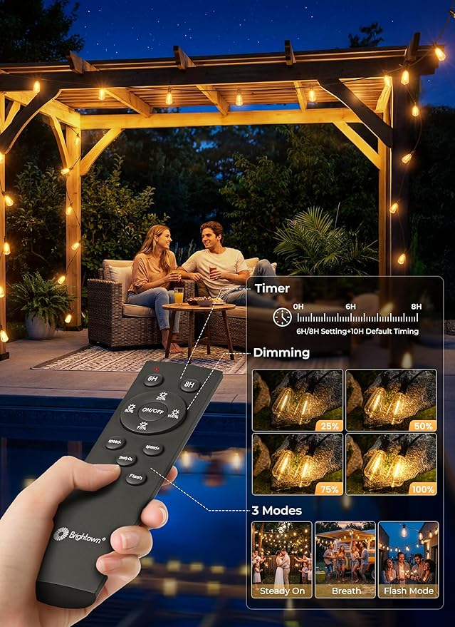 String Lights, 202 Ft Solar Strand with 65 Shatterproof LED Bulbs