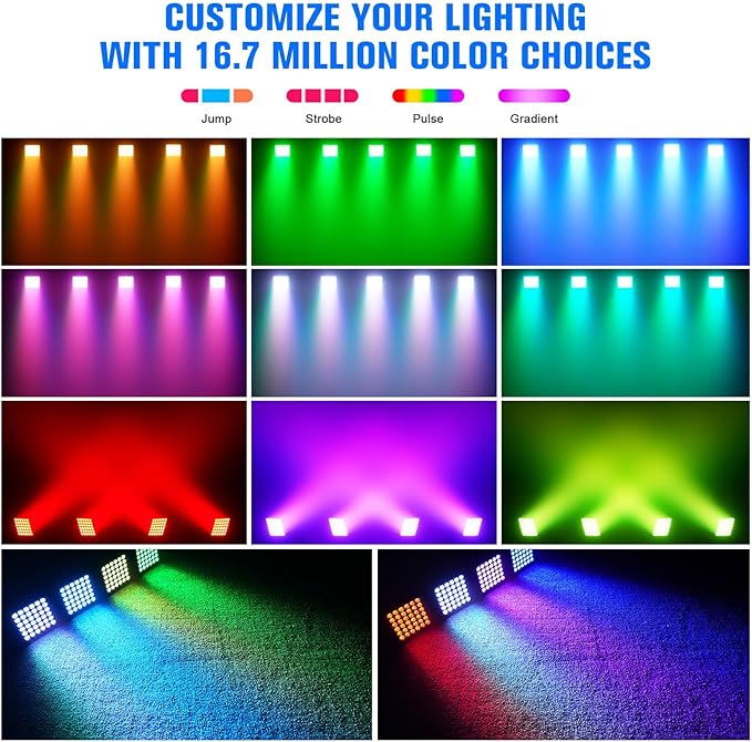 Rechargeable Par Can Lights, 72W RGB 5200mAh Uplights Battery Powered Stage Light, Wireless DJ Lights Sound Activated with Remote & DMX Control for Festivals, Weddings, Bars, Churches, DJ (6 Packs)