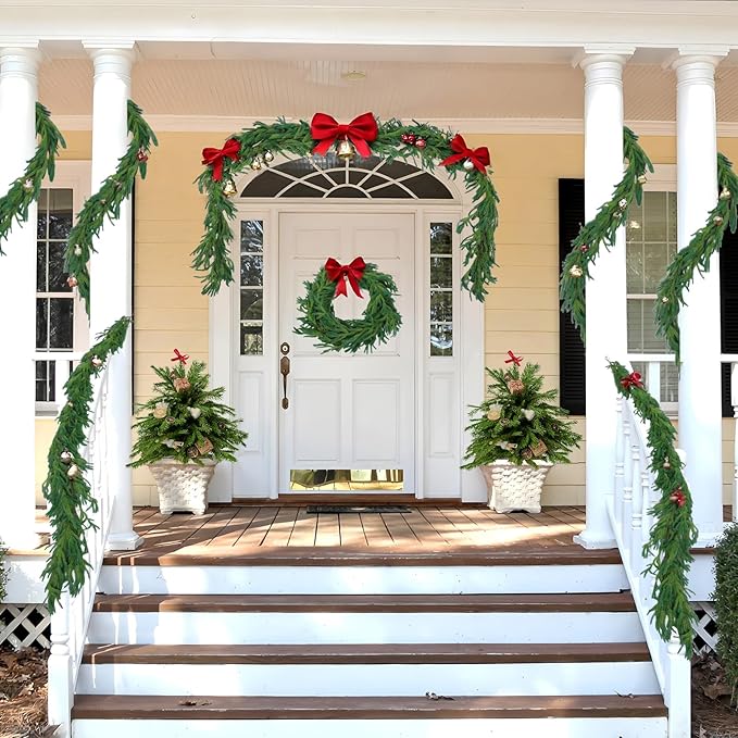 Norfolk Pine Garlands 2-Pack, 9 Ft Each, Green Soft Plastic Holiday Decor
