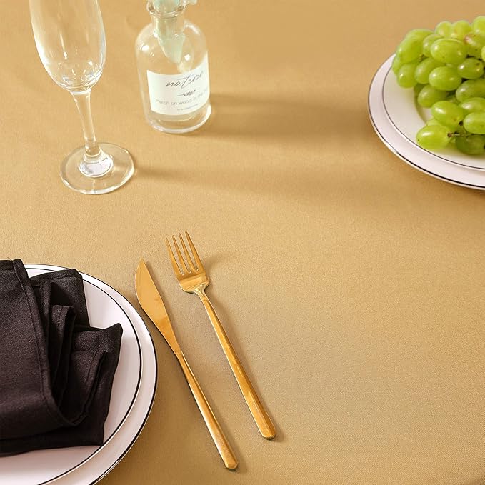 108 inch Round Tablecloth Washable Polyester Table Cloth Decorative Table Cover for Wedding Party Dining Banquet（108 inch,Gold）